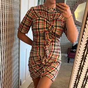 Isabel Marant Plaid Ruffle Dress